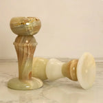 supports bougie jade moderne marbré marron clair beige élégants décoration maison