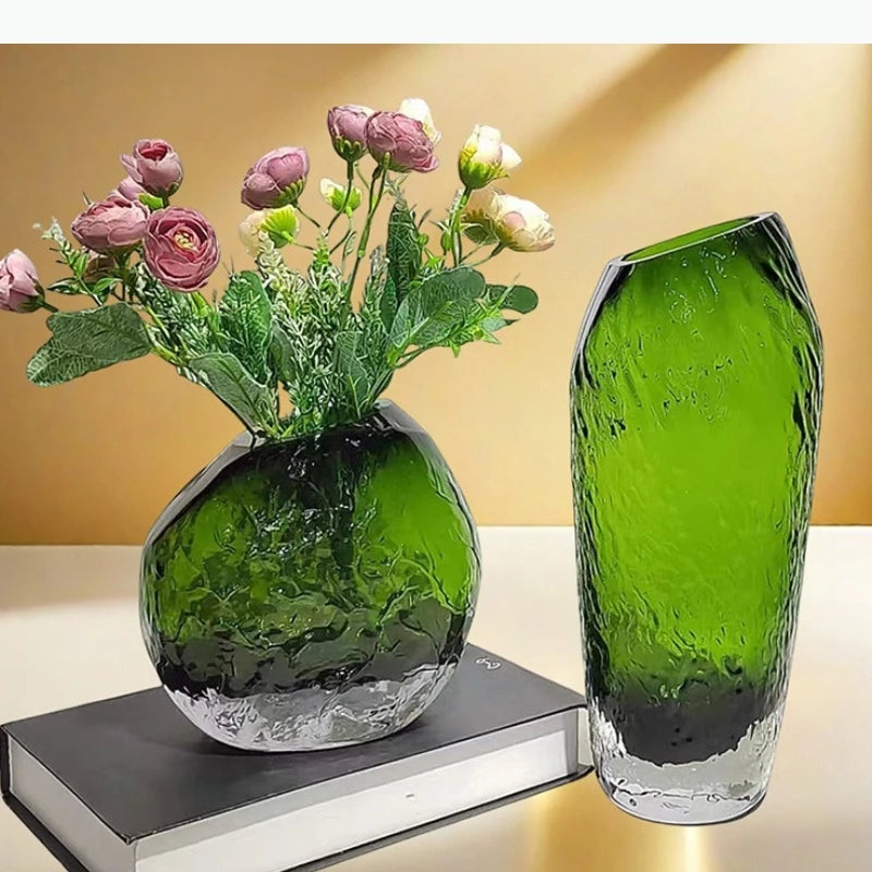 vase moderne vert marron clair texturé contemporain opacité grande petite
