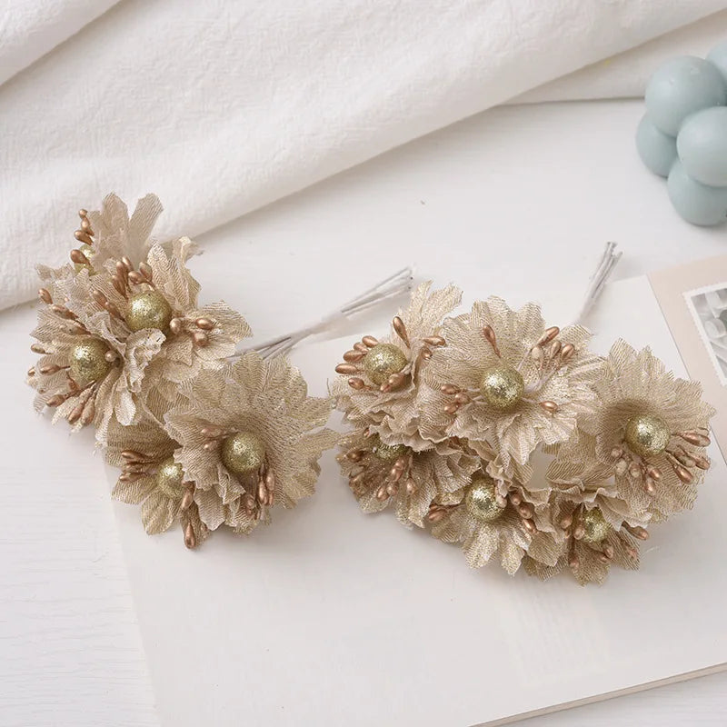 couronne fleurs artificielles mariage romantique décoration intérieure dorées tissu dentelle beige gris argenté