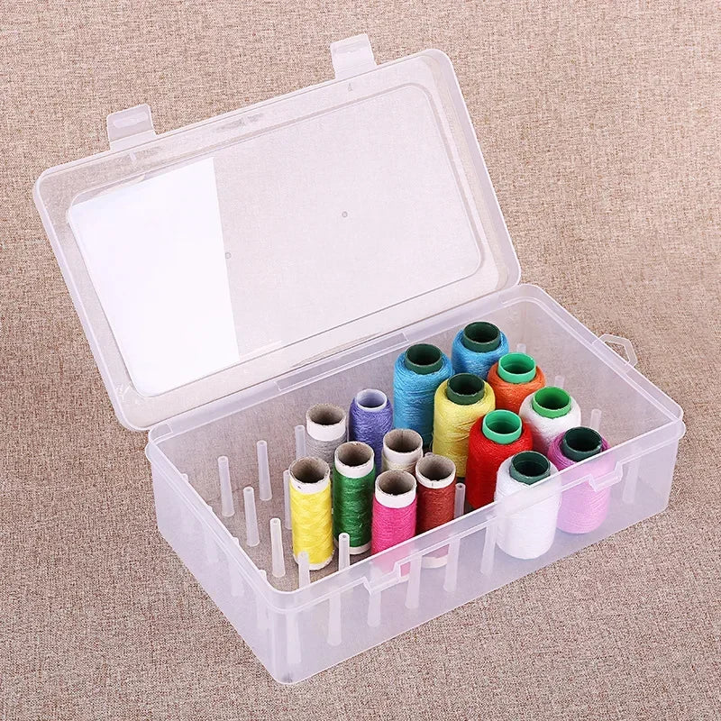 boîtes rangement fil transparentes pratiques modernes poignées bobines couleurs diverse outils couture broderie