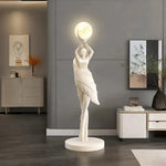 statue femme lune lampadaire moderne résine blanc noir bleu marron ondulé led minimaliste