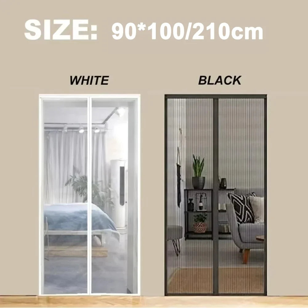 rideau moustiquaire porte fenêtre auto agrippant fibre polyester blanc noir maille fine moderne adhésif