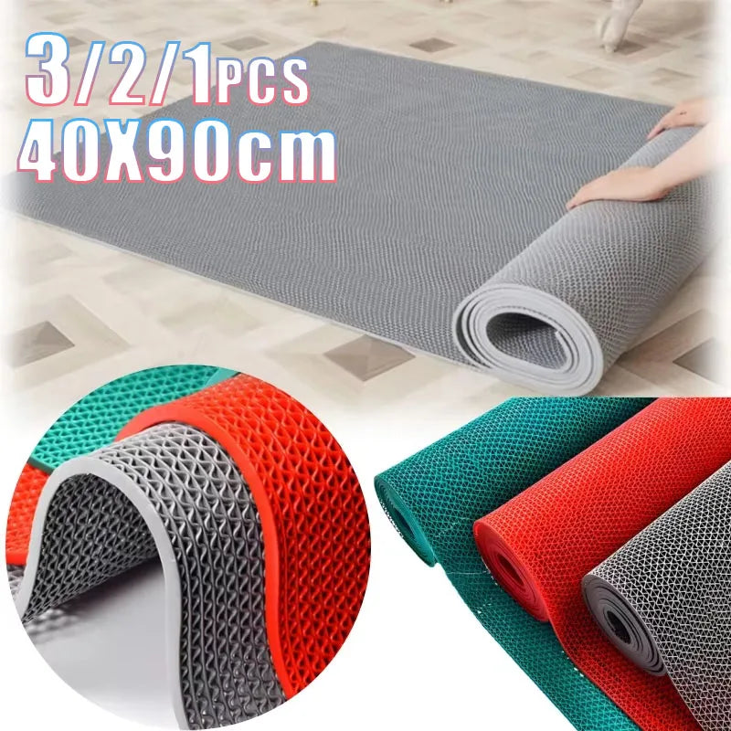 tapis sol moderne gris rouge vert maille fine pvc antidérapant salle bain douche cuisine