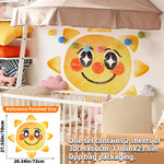 stickers muraux dessin animé soleil souriant arc ciel enfant chambre salon decoration murale jaune