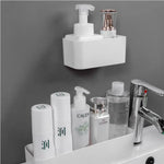 support mural adhésif moderne blanc rangement cosmétiques petits objets salle bain télécommande crayons brosses