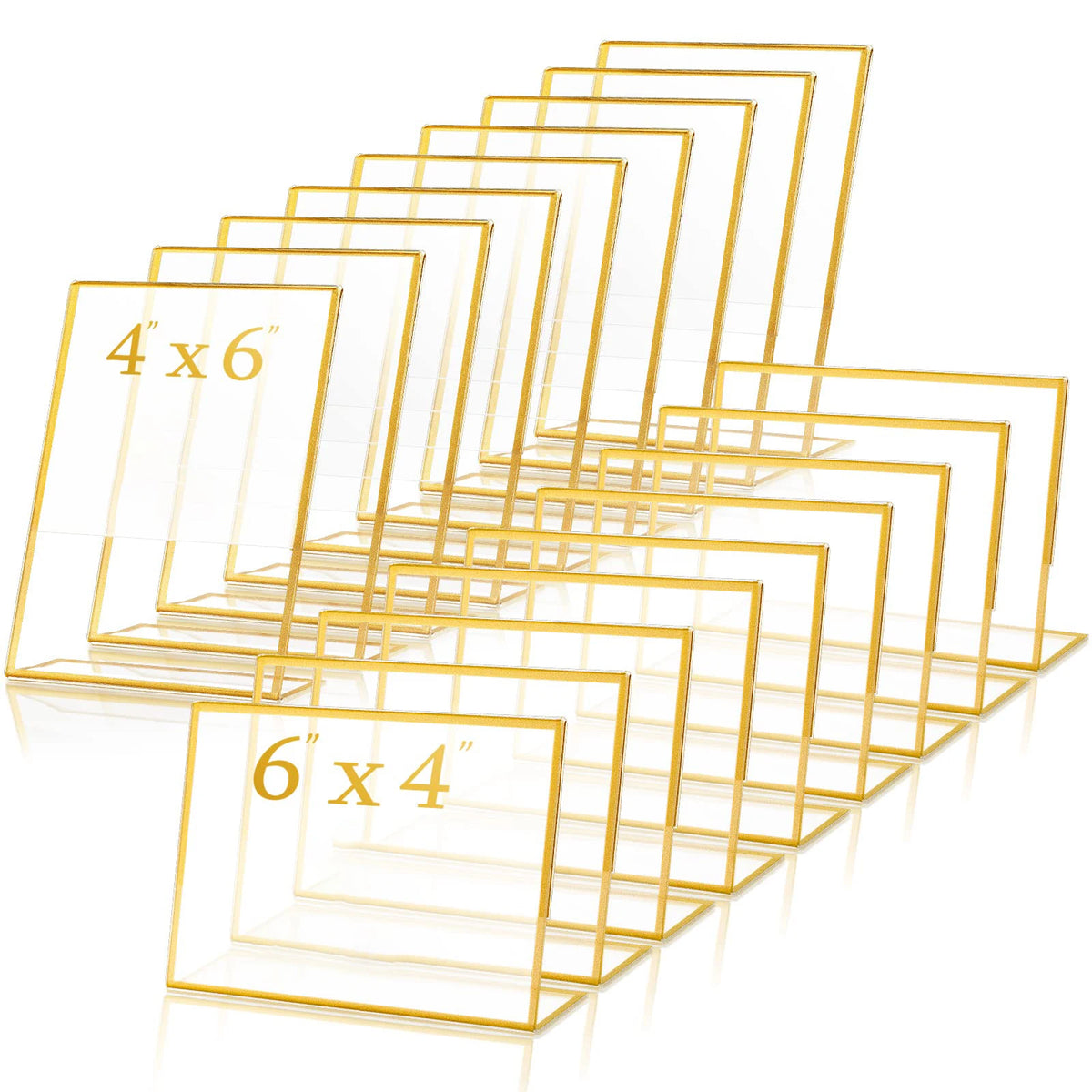cadre photo acrylique transparent bord doré support table mariage menu menu transparent élégant