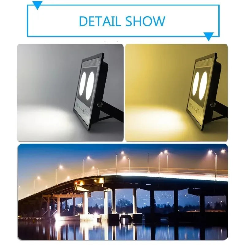 projecteur led ip66 étanche noir moderne clips câbles 50w 100w 300w 400w 500w