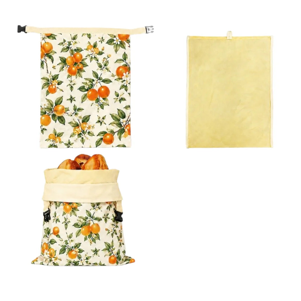 sac rangement multi usages tissu motifs floraux moderne beige jaune vert blanc boucle zip