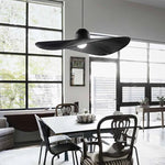 Suspension lumineuse moderne tissu noir blanc rayures fines plissées 6000K 3000K chambre salon étude