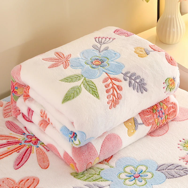 couverture polaire fleur rose printemps automne portable qualité hospitalière hôtelière voyage maison