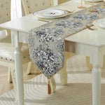 chemin table floral ornements tissu décoratif couleurs variées classique table manger