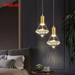suspension lumineuse moderne cristal or transparent chambre salon led minimaliste