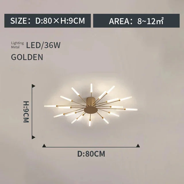 plafonnier moderne or noir lumineux éclairage quotidien acier certifié ccc 249 2000 lumens