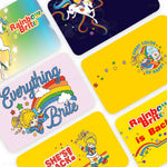 sticker carte crédit rainbow brite dessin animé adhésif réutilisable waterproof multicolore
