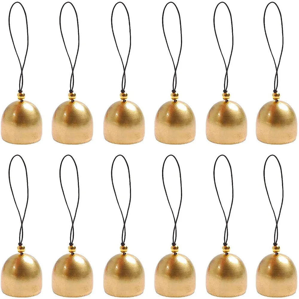 décoration noël ornement métal cloche dorée cordon noir pendentif festif maison antivol