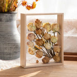cadre bois moderne fleurs séchées transparent verre beige brun inch đen