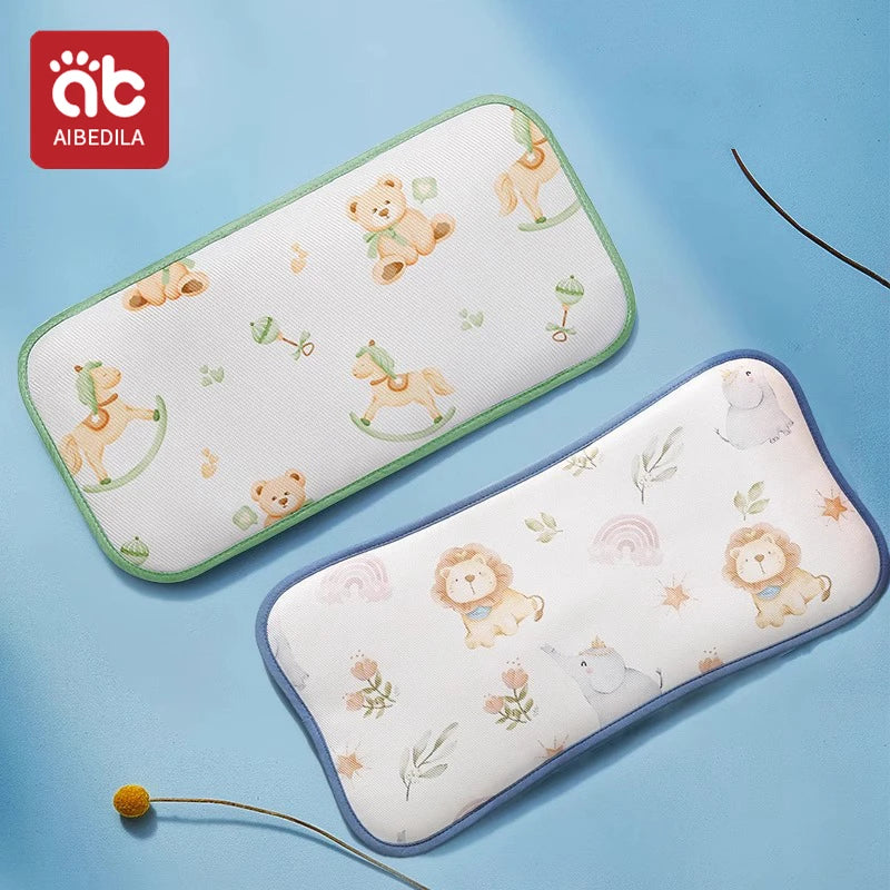 oreiller bébé imprimé animaux mignons blanc vert rose bleu coton polyester refroidissement quatre saisons