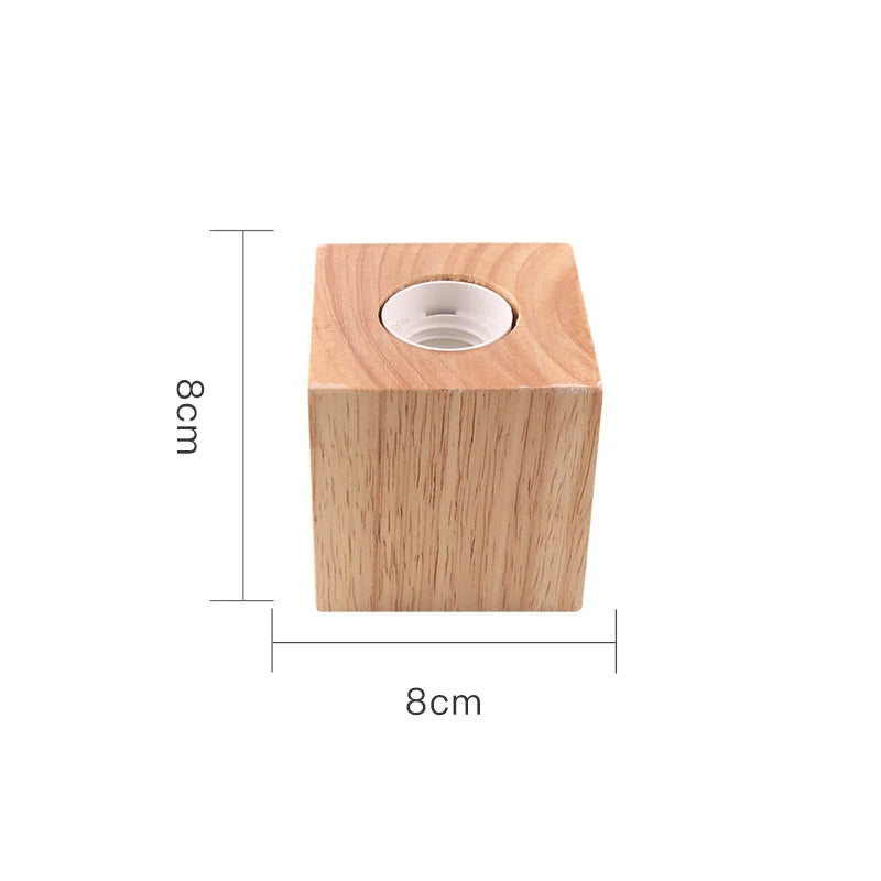 base lampe bois naturel blanc moderne minimaliste fixée E27 câble électrique interrupteur