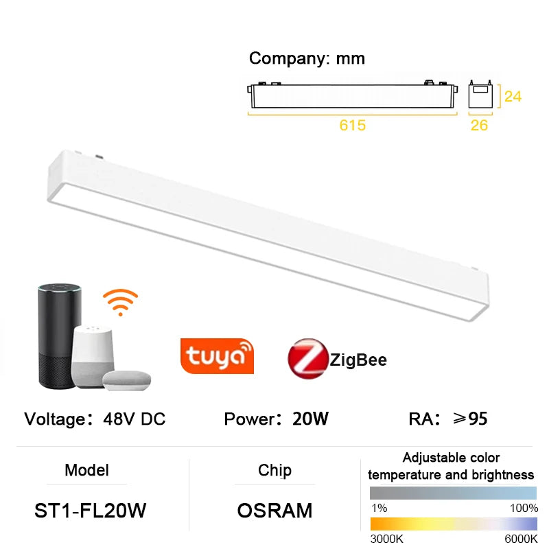 luminaire led rail magnétique blanc moderne système éclairage intérieur mince aluminium fixation aimant maison