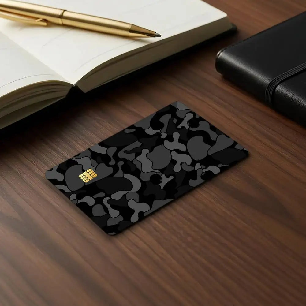 cartes bancaires personnalisées camouflage adhésif noir gris rose vert bleu moderne stickers