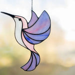 pendant oiseau suspendu vert jaune bleu artisanal tiffany motifs géométriques translucides chambre maison jardin