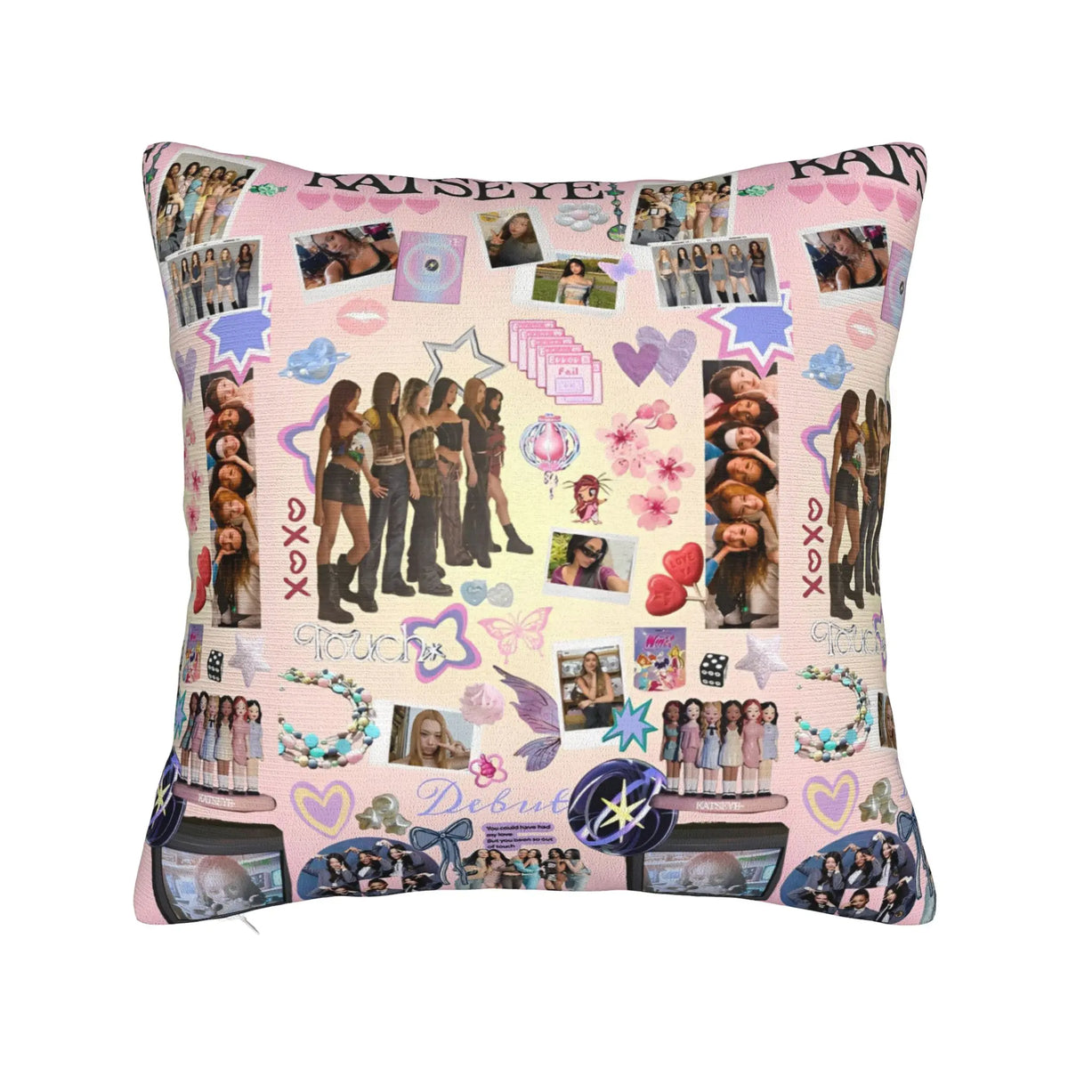 housse coussin multicolore motif personnes moderne décoration maison 45x45cm polyester