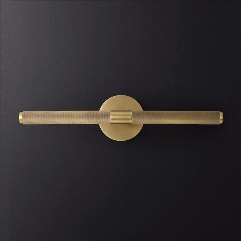 applique murale moderne dorée texturée fixée mur 46cm longueur deux sources lumineuses led chambre