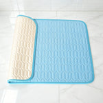tapis refroidissement animal bleu clair texture geometrique moderne anti urine lavable machine