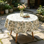 nappe table motif floral oiseaux classique beige clair vert bleu rustiqueversible machine