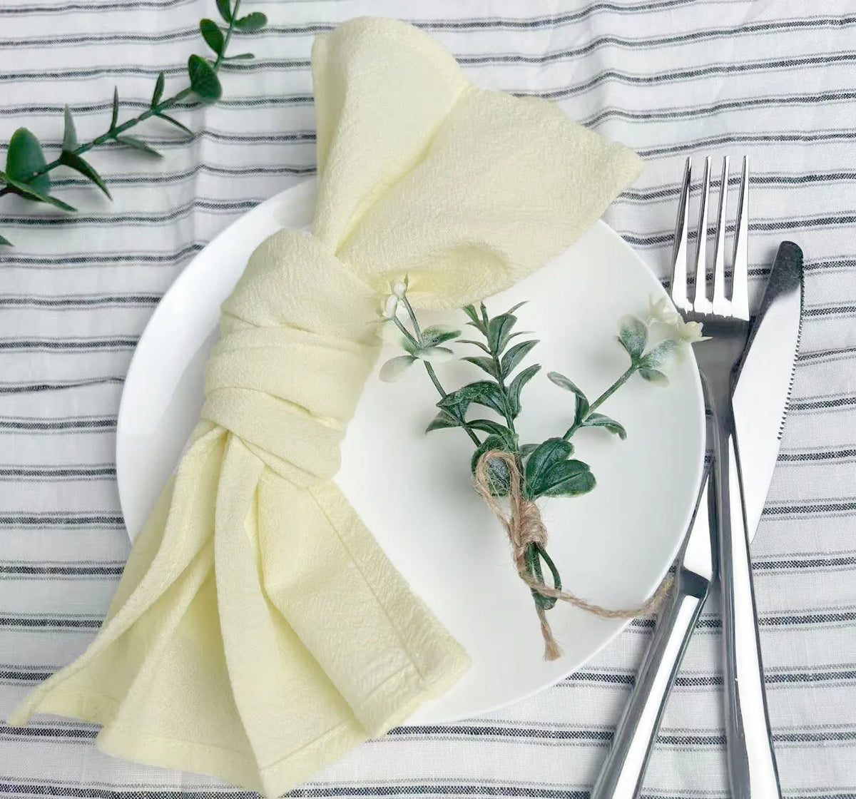 serviette table coton rose violet ruban jute décoration mariage fête rustique moderne