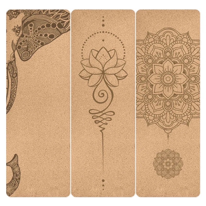 tapis yoga marron clair motifs floraux antidérapant absorbant sueur portable fitness yoga