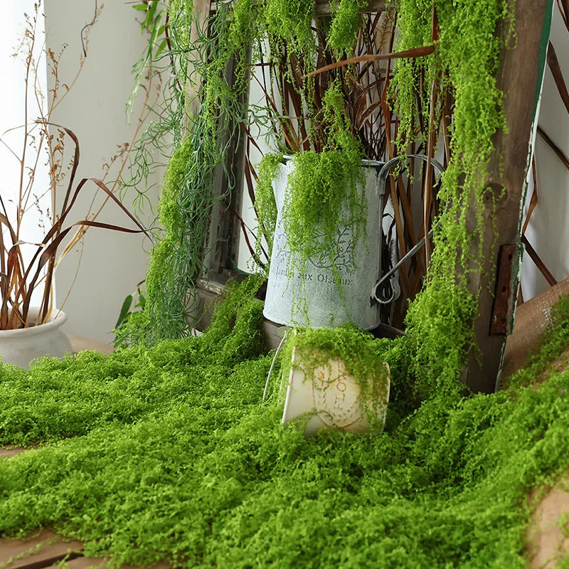 mousse décorative verte polyester décoration intérieure terrariums pots plantes diy bonsaï filamenteuse duveteuse