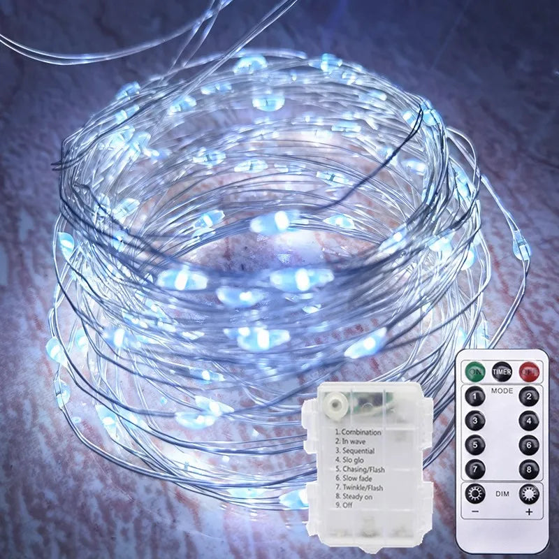guirlande lumineuse or argent bleu led clips moderne télécommande autonomes