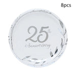 assiettes jetables dorées festives 8pcs anniversaire guirlandes feuilles textes classiques blancs