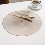 tapis table rond moderne blanc or rayures concentriques antidérapant respectueux environnement polyester unique decoration