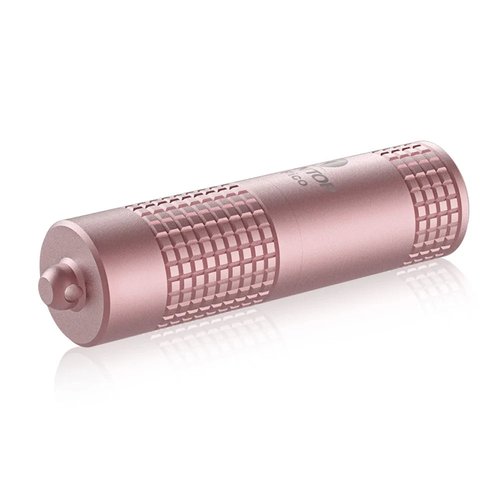 lampe torche rose doré rechargeable texture grille moderne résistante chocs pointeur laser camping