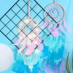 guirlande décorative bohème plumes led rose bleu vert violet blanc crème