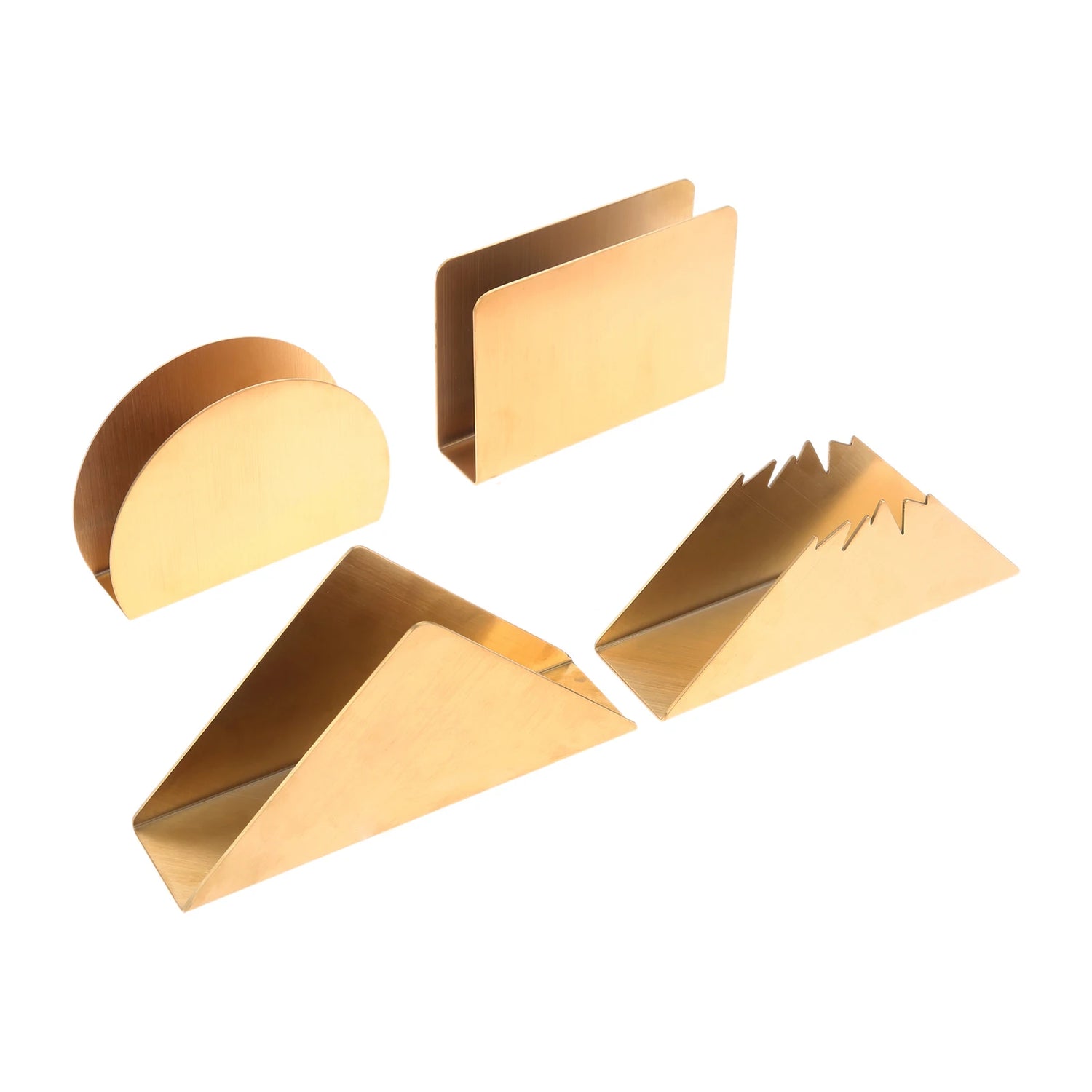 Porte-serviettes doré en forme de semi-cercle avec serviettes en papier