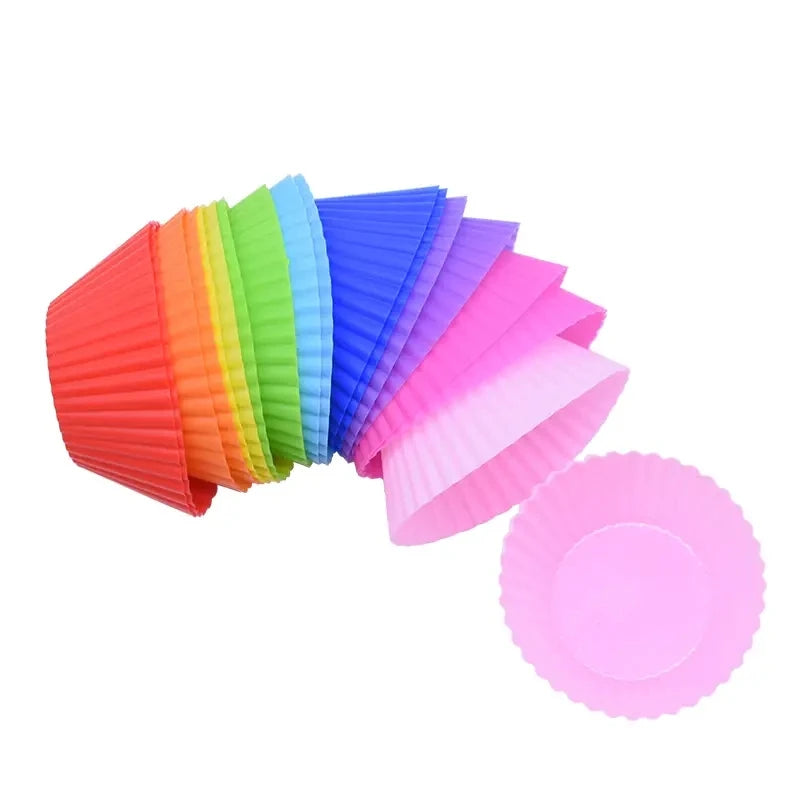 moules cupcakes silicone couleurs bleu rose jaune orange rayures horizontales modernes réutilisables