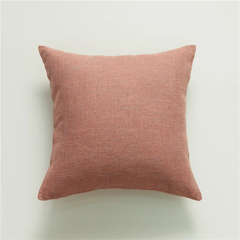 coussin carré moderne motif plante couleur verte jaune rose gris tissu lin opaque décoration