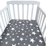 drap housse lit bébé coton motif oiseau étoile enfant chambre moderne blanc jaune gris