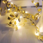 guirlandes lumineuses feuilles dorées 5V LED 20 ampoures décoration moderne intérieur table mariage