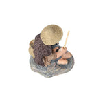 ornement jardin miniature pêcheur résine chapeau panier canne poisson texture rustique asiatiqueextérieur decorationfigurine