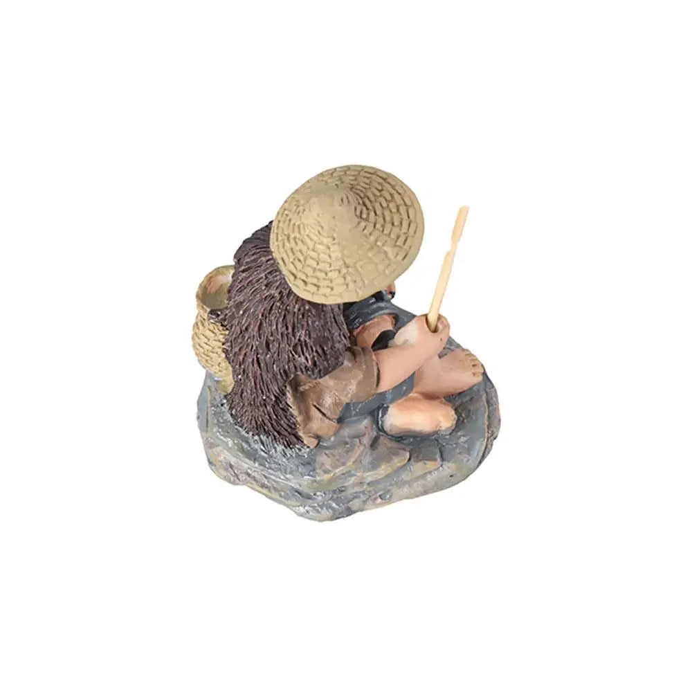 ornement jardin miniature pêcheur résine chapeau panier canne poisson texture rustique asiatiqueextérieur decorationfigurine