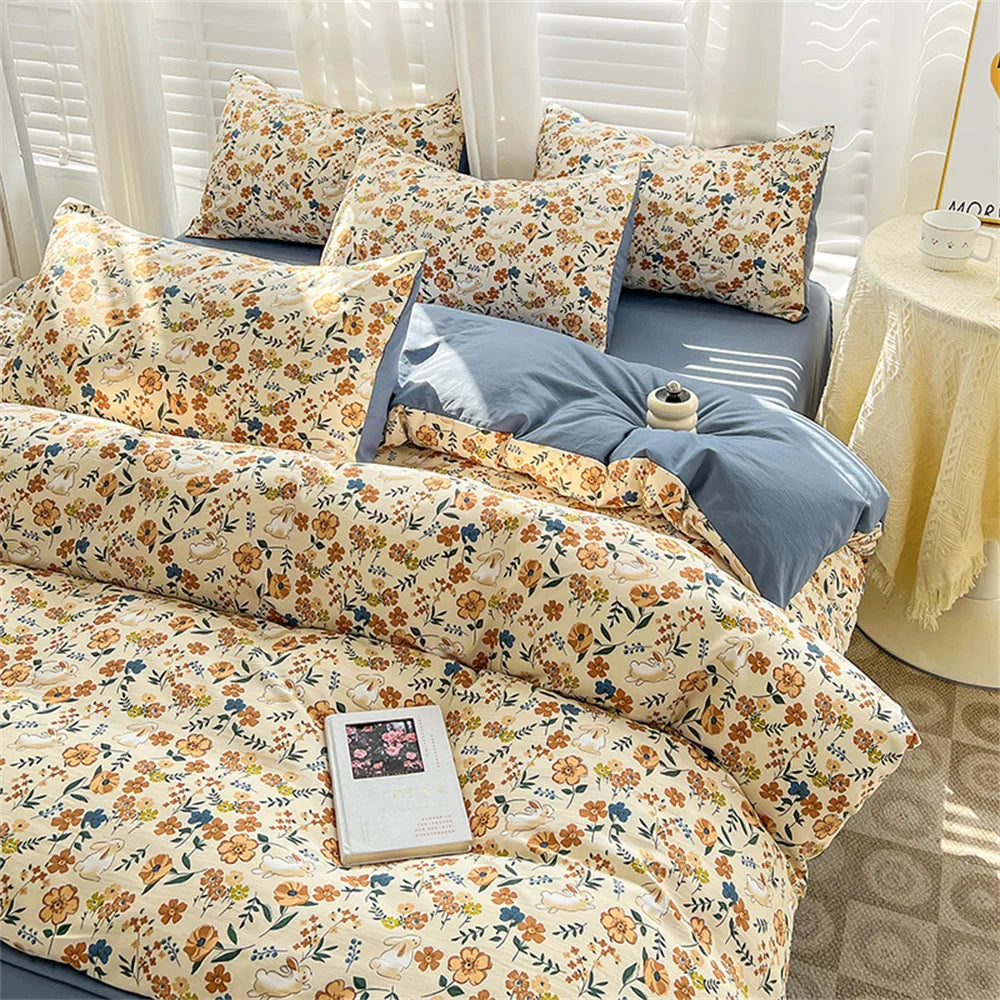 Parure de lit complète 4 pièces : housse, drap, taies d'oreiller - décoration chambre