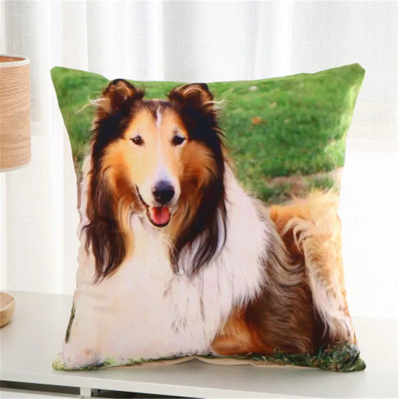 housse coussin imprimé animalier chien chat 45x45cm polyester moderne décoration salon canapé voiture lit