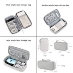 sac rangement accessoires tissu gris clair pratique ecouteurs cable usb chargeur voyage