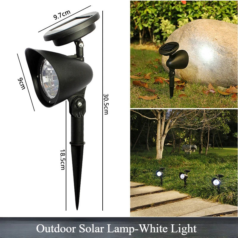 projecteur solaire led réglable ip65 étanche moderne noir fixations œilletsextérieur jardin led waterproof