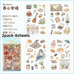 sticker mignon multicolore animaux fruits fleurs pique nique détails illustré clips boisscrição automática aqui