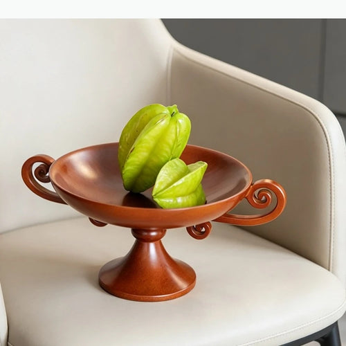 bol pied marron brillant spirale classique moderne fleur artificielle deco 30x22x14cm